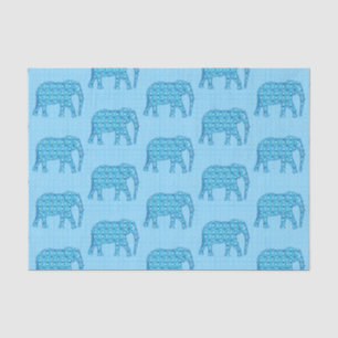 Papel De Seda Elefante de flores Lotus, turquesa y blanco