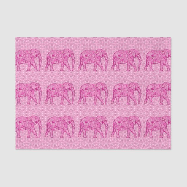 Papel De Seda Elefante de las flores - rosa fucsia (Anverso)