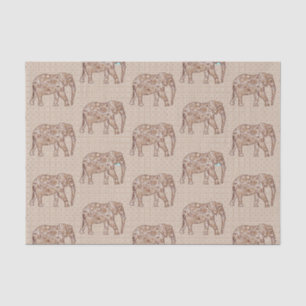 Papel De Seda Elefante de Swirl Fractal, Marrón y Taupe