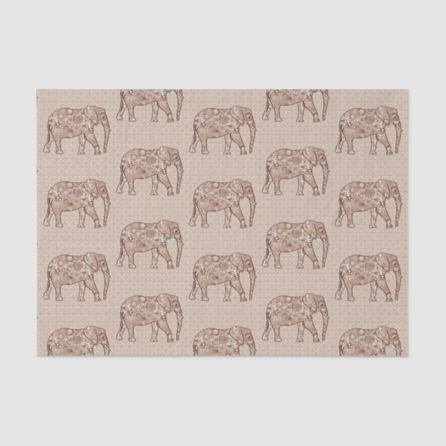 Papel De Seda Elefante de Swirl Fractal, Marrón y Taupe (Anverso)