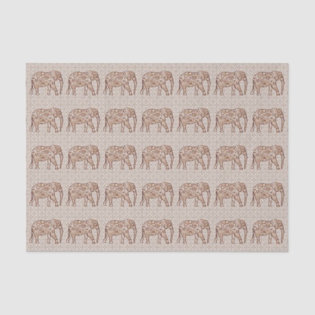 Papel De Seda Elefante del remolino del fractal - marrón y de (Anverso)