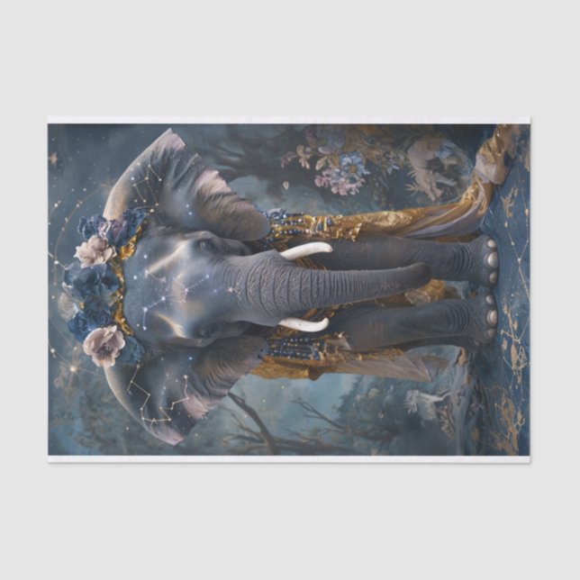 Papel De Seda Elefante floreciente (Anverso)