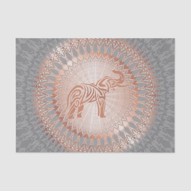 Papel De Seda Elefante gris dorado Rosa Mandala (Anverso)