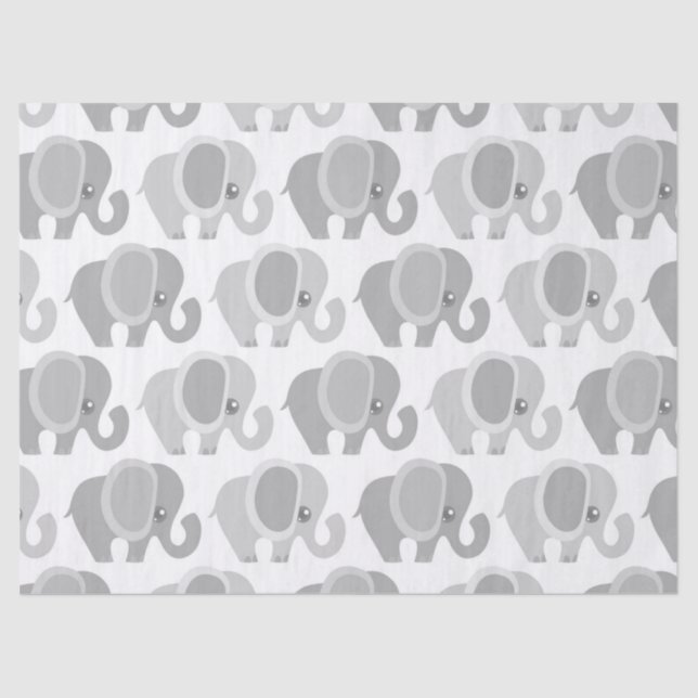 Papel De Seda Elefante gris neutral del bebé hermoso (Anverso)