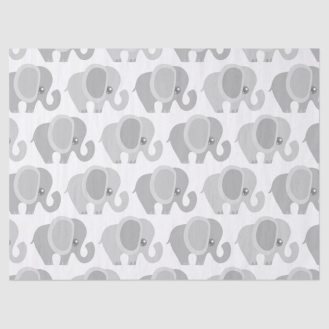 Papel De Seda Elefante hermoso del neutral del bebé (Anverso)