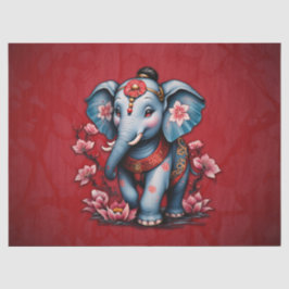 Papel De Seda Elefante majestuoso de estilo japonés tradicional.