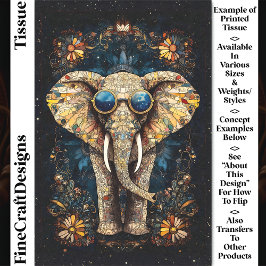 Papel De Seda Elefante Mosaico Boho, Gafas de Sol, Decoupage CP9