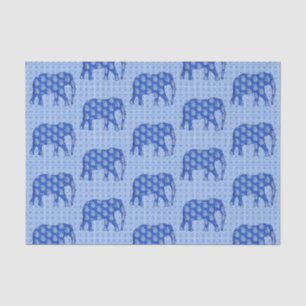 Papel De Seda Elefante paisley, azul cobalto y blanco