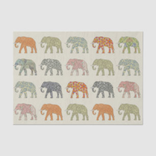 Papel De Seda Elefante Patrón Animal Colorido Contemporáneo
