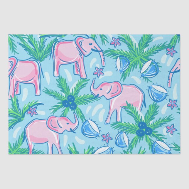 Papel De Seda Elefante verde verde azul (Anverso)