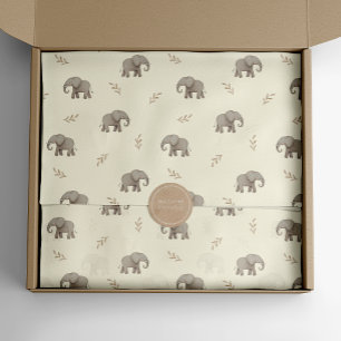 Papel De Seda Elefantes acuarela patrón safari amarillo pálido