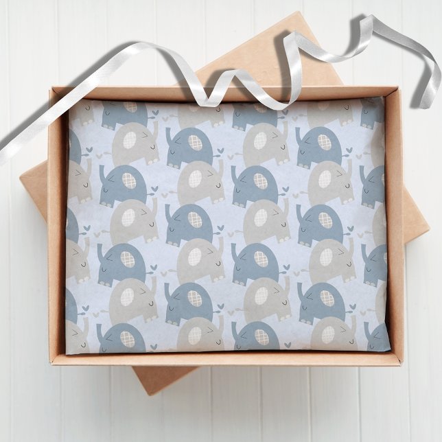 Papel De Seda Elefantes Baby Shower Dusty Blue Crafts (Subido por el creador)
