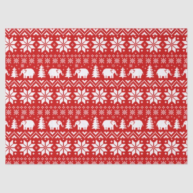Papel De Seda Elefantes Blancos Navidades Patrón de vacaciones R (Anverso)