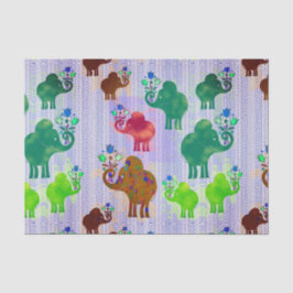 Papel De Seda Elefantes con flores