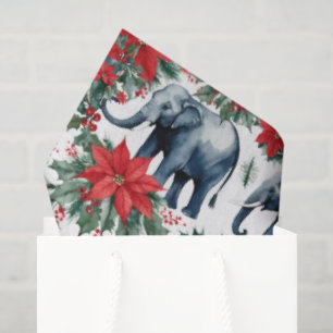 Papel De Seda Elefantes navidades con Poinsettias