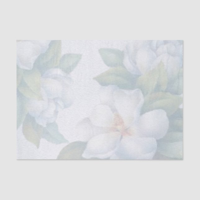 Papel De Seda Elegancia clásica Magnolia blanca Flor acuática (Anverso)