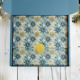 Papel De Seda Elegancia Congelada Copo de Nieve Azul y Dorado