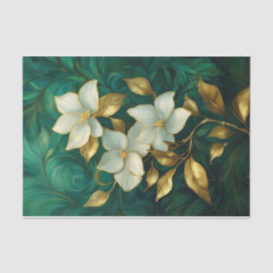 Papel De Seda Elegancia de Gardenia dorada, flores formales