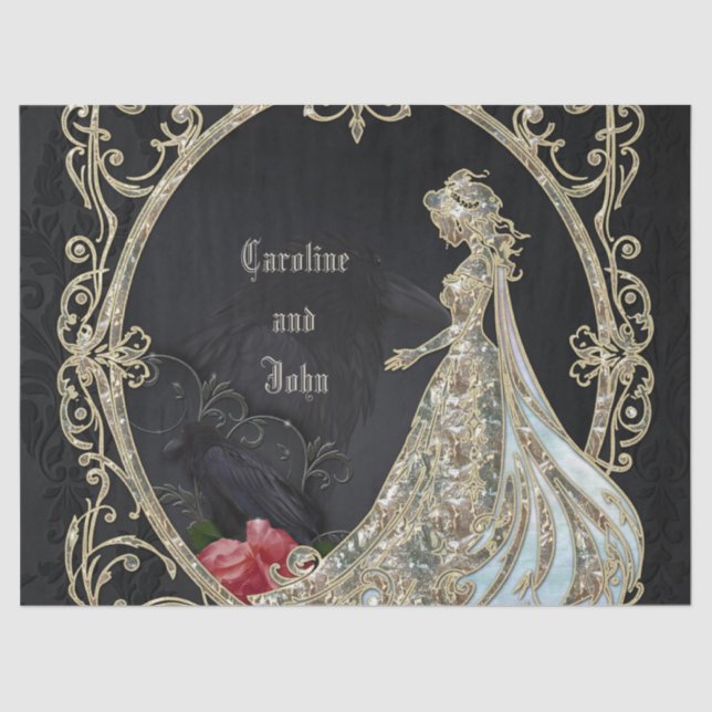 Papel De Seda Elegancia en oro y negro. (Anverso)