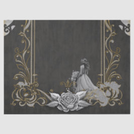 Papel De Seda Elegancia en plata y negro.