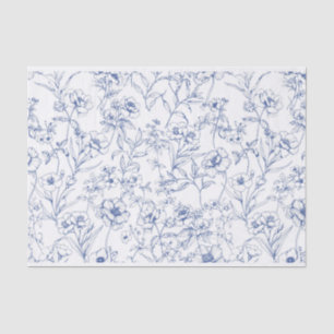 Papel De Seda Elegancia Floral Azul Atemporal Vintage
