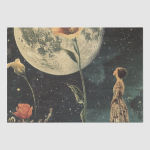 Papel De Seda Elegancia iluminada por luna - Mujer con luna