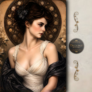 Papel De Seda Elegancia Victoriana Retrato Decoupage