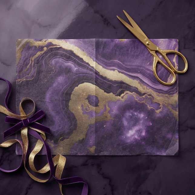 Papel De Seda Elegant Amethyst Purple and Gold Agate Marble (Subido por el creador)