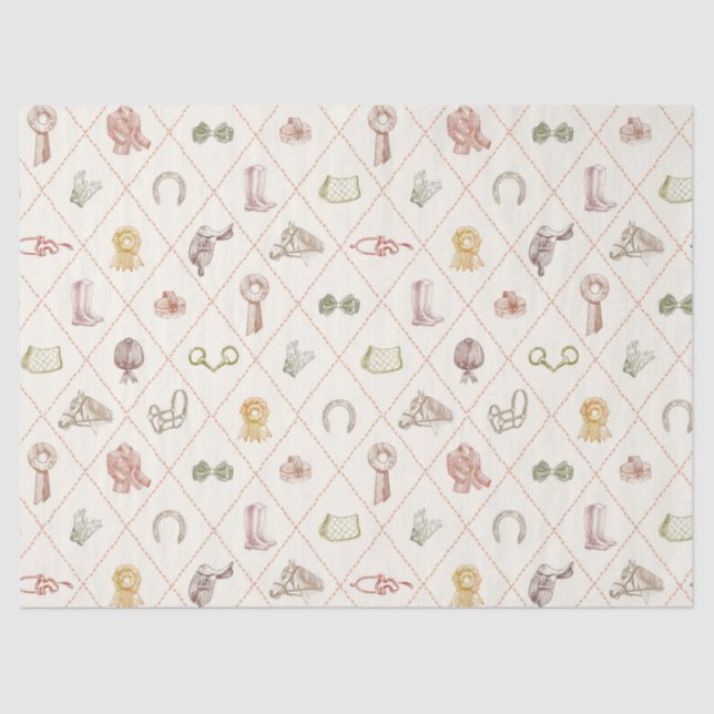 Papel De Seda Elegant Beige Equestrian Diamond Pattern (Anverso)