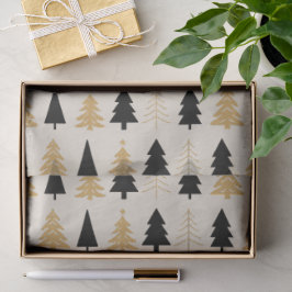 Papel De Seda Elegant Black & Gold Christmas Tree
