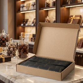 Papel De Seda Elegant Black Gold Script Chocolatier Qr Code