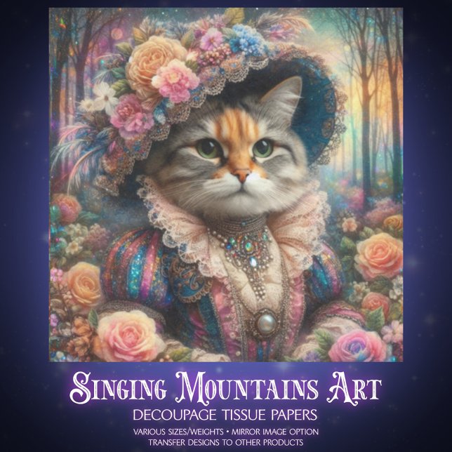 Papel De Seda Elegant Cat Victorian Flower Garden Decoupage  (Subido por el creador)