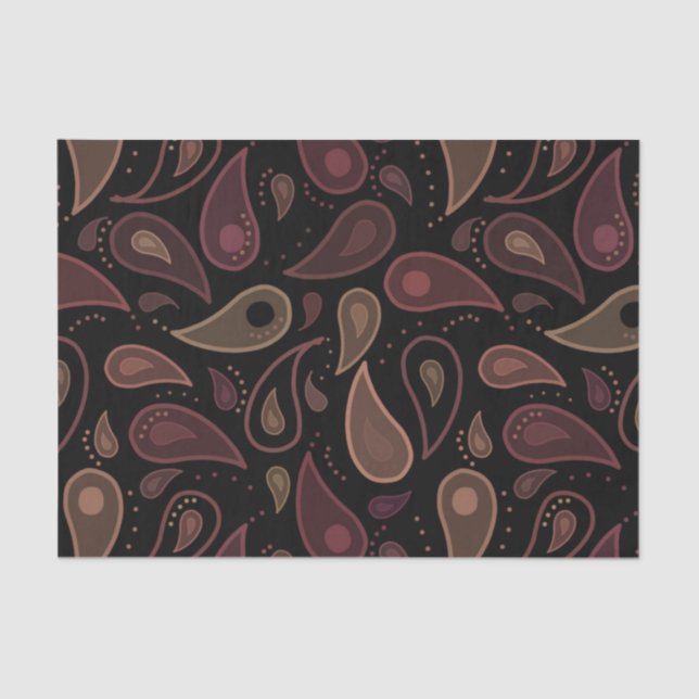 Papel De Seda Elegant Dark Modern Paisley Pattern (Anverso)