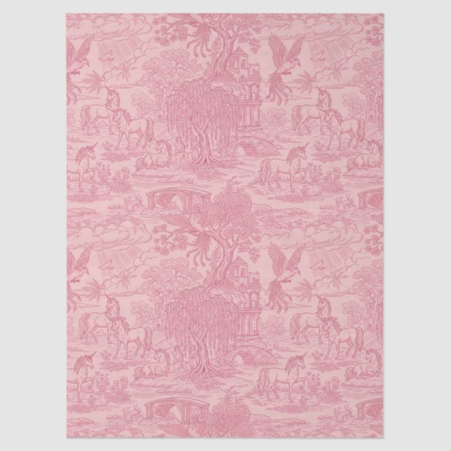 Papel De Seda Elegant Dusty Rose Pink Rococo Revival Toile  (Anverso)