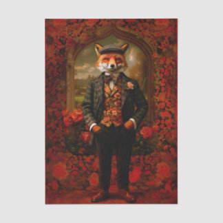 Papel De Seda Elegant Fox Gentleman Portrait EW5 Decoupage