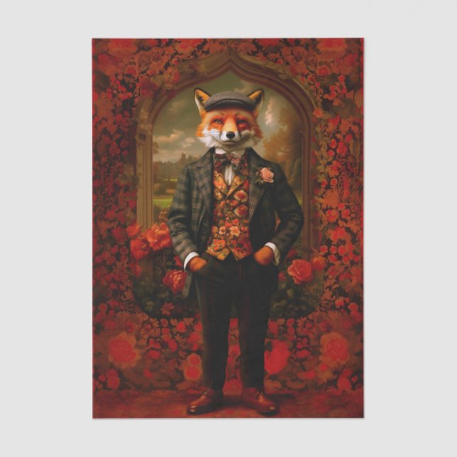 Papel De Seda Elegant Fox Gentleman Portrait EW5 Decoupage (Anverso)