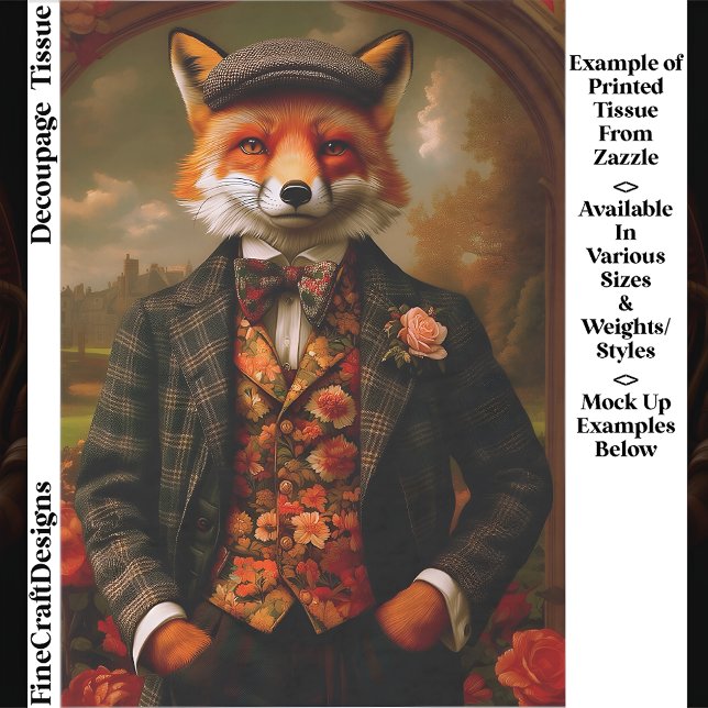 Papel De Seda Elegant Fox Gentleman Portrait EW5ZZ Decoupage (Subido por el creador)