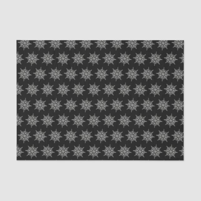 Papel De Seda Elegant Ice Crystals Pattern on Black (Anverso)