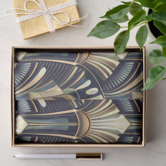 Papel De Seda Elegant Intricate Art Deco Luxury Gold (Regalo )
