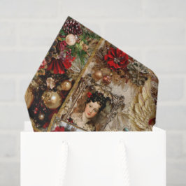 Papel De Seda Elegant Ivory and Red Victorian Christmas Collage