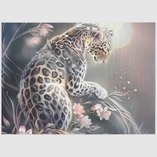 Papel De Seda Elegant Night Safari Floral Leopard Decoupage  (Anverso)