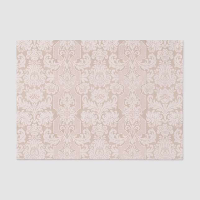 Papel De Seda Elegant Ornate Cream Victorian Damask (Anverso)