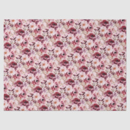 Papel De Seda Elegant Pink Burgundy Floral