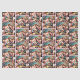 Papel De Seda Elegant rabbit Drinking Tea Happy Easter