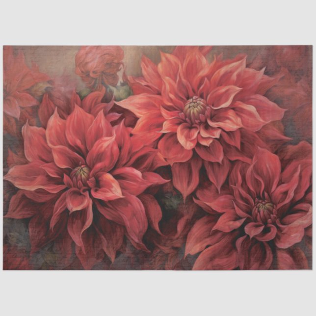 Papel De Seda Elegant Red Christmas Poinsettia for Decoupage (Anverso)