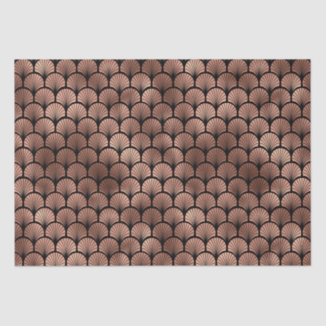 Papel De Seda Elegant Rose Gold Fan Grid Art Deco Pattern (Anverso)