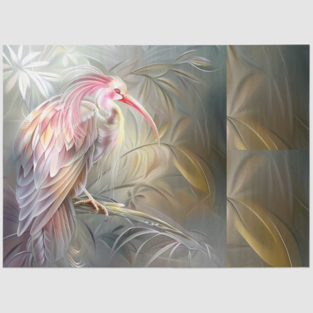 Papel De Seda Elegant Safari Birds Floral Ephemera Decoupage  (Anverso)