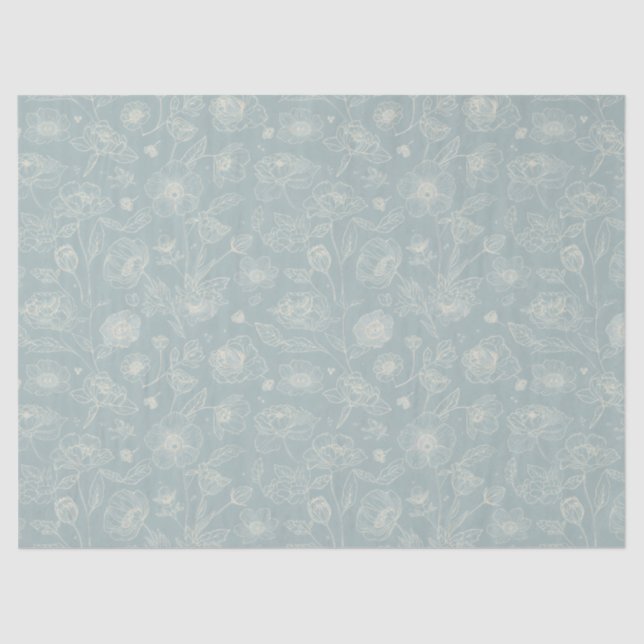 Papel De Seda Elegant Sage Green Floral Gift (Anverso)