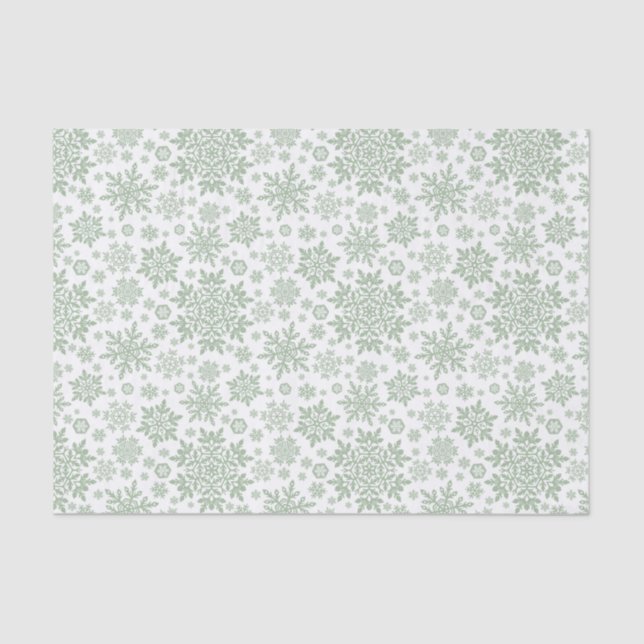 Papel De Seda Elegant Sage Pine Snowflake (White) (Anverso)