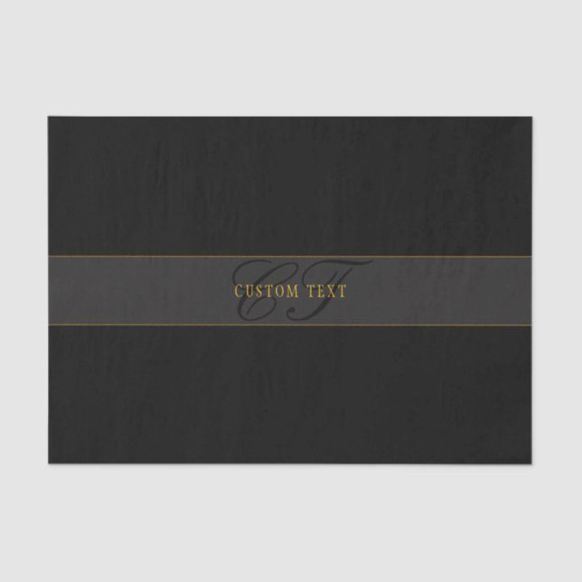 Papel De Seda Elegant Script Monogram Black & Gold (Anverso)